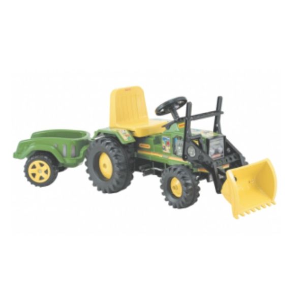 TRACTOR A PEDAL BIEMME FARMER VERDE CON PALA Y REMOLQUE SOPORTA 35KG.   303-VE