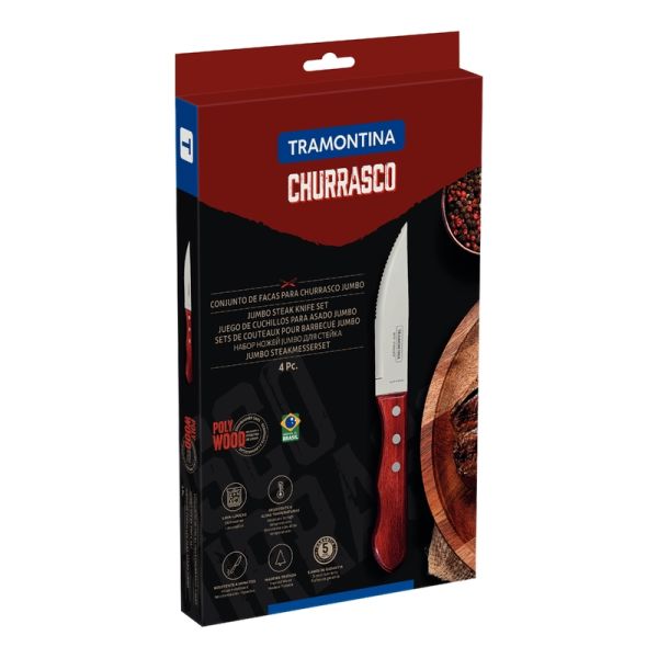TUPI S.A. CUCHILLO TRAMONTINA JUMBO 4PZAS. T21199C 7891112029316
