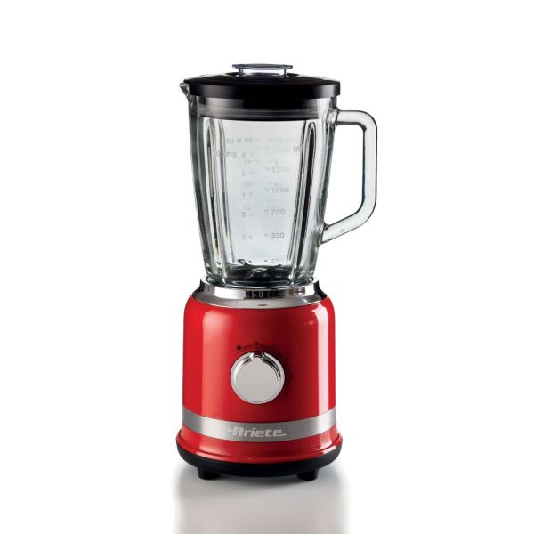 LICUADORA ARIETE MODERNA C/VASO VIDRIO NEGRO/ROJO 929/906