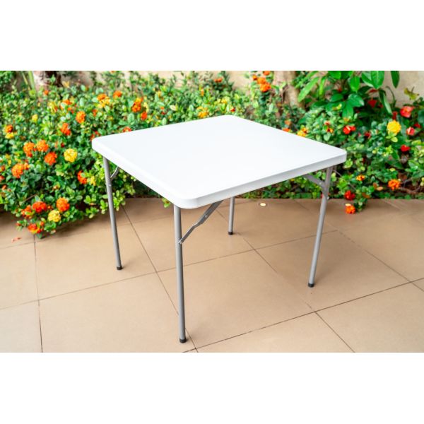 MESA PLEGABLE UNIQUE CUADRADA BLANCA P/4 PERSONAS MCB80