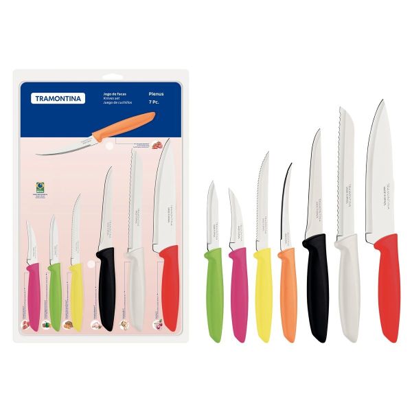 JUEGO DE CUCHILLOS COLORES SURT. TRAMONTINA 7PZ  T23498X