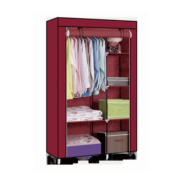 ROPERO ORGANIZADOR DE TELA DDR-005 BORDO – ARMABLE Y TRANSPORTABLE