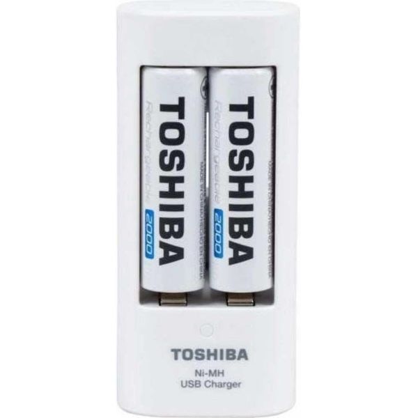 PILA RECARGABLE AA 1.2V + CARGADOR USB TOSHIBA BLISTER X2