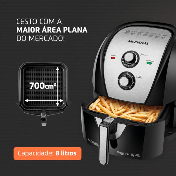 TUPI S.A. - FREIDORA AIR FRYER MONDIAL 8LTS. GRAND FAMILY INOX