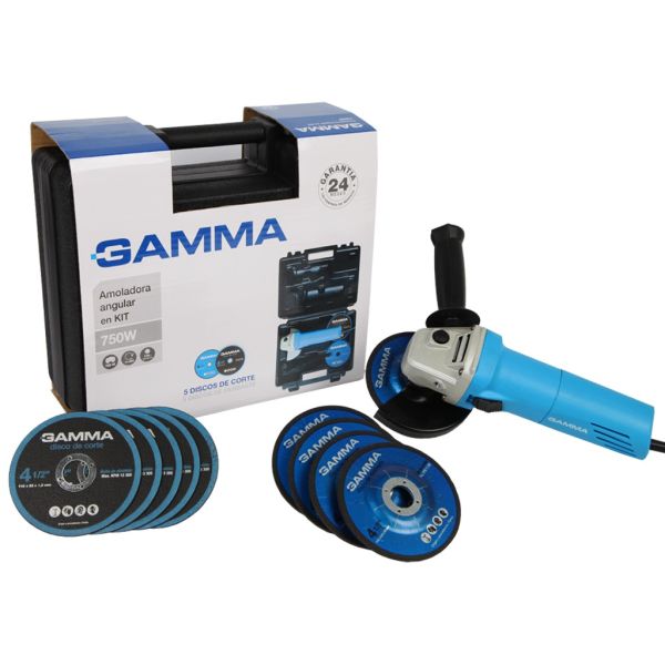 KIT AMOLADORA 750W CON MALETIN GAMMA 1910-115 G20758