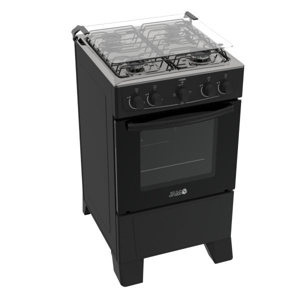 COCINA A GAS JAM MOD. COMBI 4H CON HORNO ELECTRICO NEGRO 12088