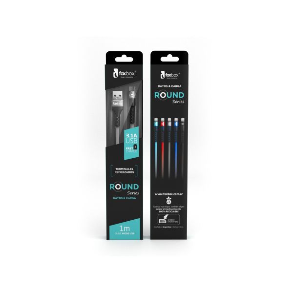 CABLE FOXBOX ROUND MICRO USB BLANCO