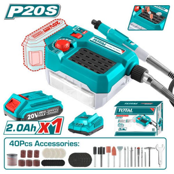 RECTIFICADORA A BATERIA 20V 3MM MINI TORNO BAT/CAR TOTAL TMGLI20011 