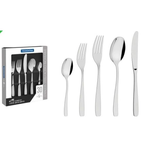 JUEGO DE CUBIERTOS DE ACERO INOXIDABLE TRAMONTINA 30 PIEZAS - T66950L