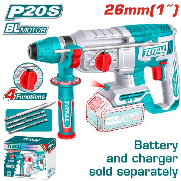 ROTOMARTILLO A BATERIA 20V 26MM BL  SIN BAT TOTAL TRHLI20268