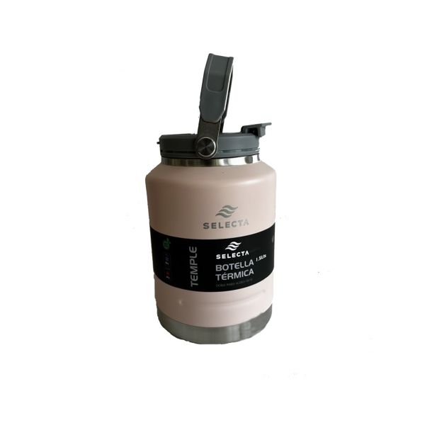 BOTELLA TERMICA 1.5L ACERO CON PICO ROSA