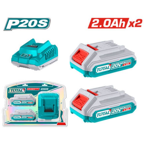BATERIA 20V2AH 2 PZS Y CARGADOR 20V2A  TOTAL