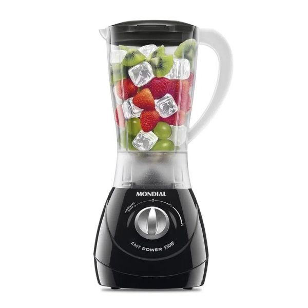 LICUADORA MONDIAL EASY POWER BLACK JARRA PP INQUEBRAVEL 2 VELOCIDADES - 550W
