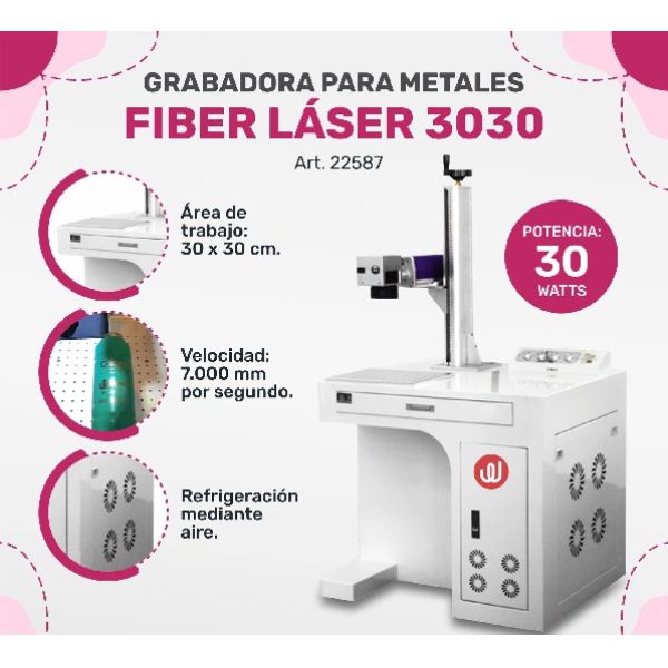 Todo Costura  GRABADORA LASER PARA METALES (30X30CM ; 30W) WILLPEX FIBER  LASER 3030