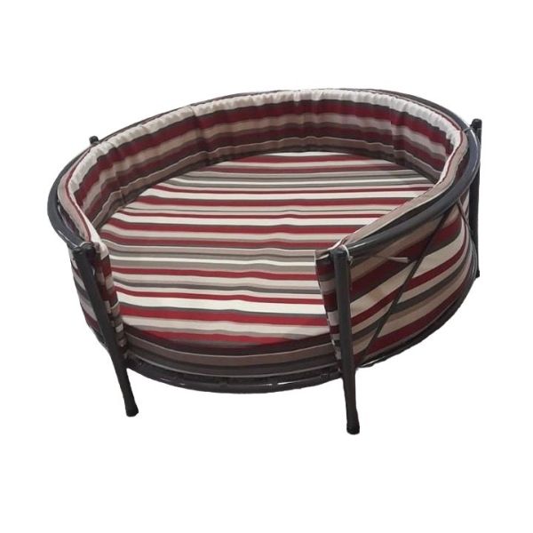 CAMA PARA MASCOTAS GRANDE FONDO BLANCO DISEÑO A RAYAS ROJO METAL PLAST COD:480