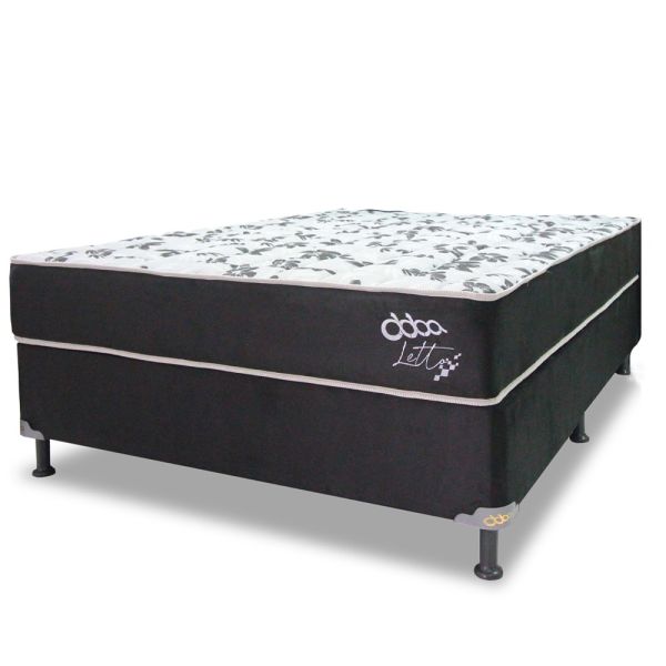 BASE CON COLCHON ABBA 160X200 LETTO NEGRO + CABECERA + 2 ALMOHADAS