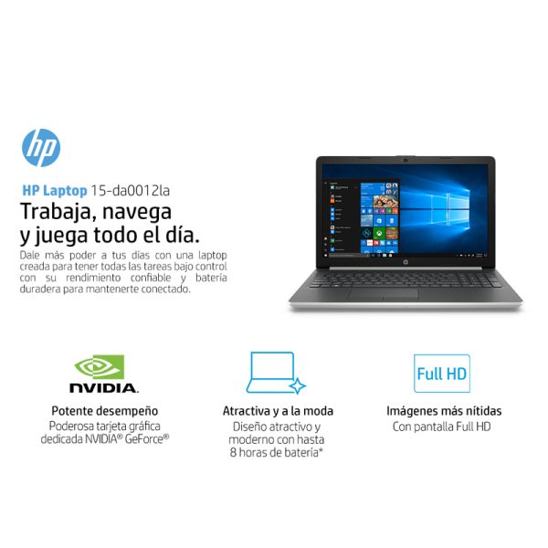 TUPI S.A. NOTEBOOK HP 15 DA0012LA 8550U I7 15.6 8G RAM 1TB DISCO