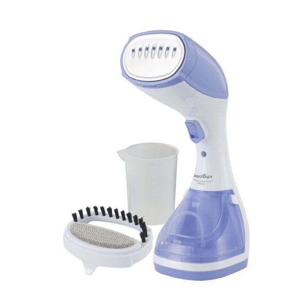 PLANCHA A VAPOR PORTÁTIL BRITANIA 1100W C/VASO DOSIFICADOR Y CEPILLO BVP02L 220V