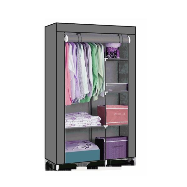 ROPERO ORGANIZADOR DE TELA DDR-005 GRIS – ARMABLE Y TRANSPORTABLE