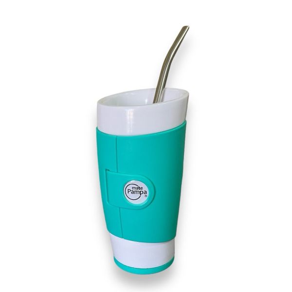 GUAMPA DE TERERE MATE PAMPA TURQUESA + BOMBILLA INOX