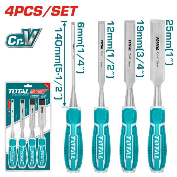 JUEGO DE CINCELES DE MADERA FORMONES 4 PZS CRV TOTAL