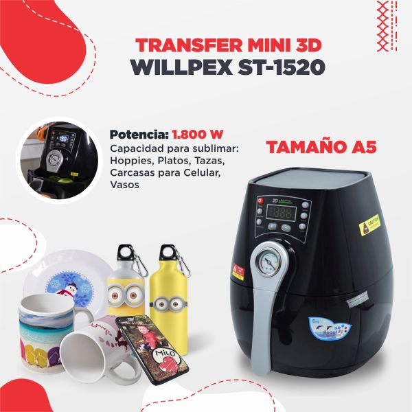 MAQUINA DE SUBLIMACION TRANSFER MINI WILLPEX ST-1520