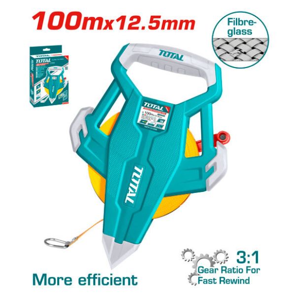CINTA METRICA DE FIBRA DE VIDRIO 100M X 12.5MM TOTAL