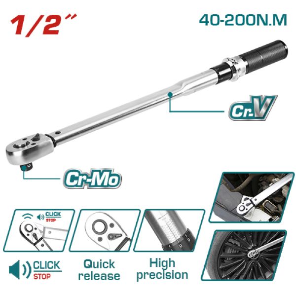 LLAVE DE TORSION TORQUIMETRO 1/2 40-200N.M TOTAL