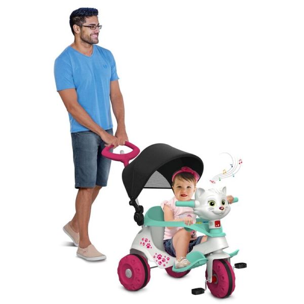 TRICICLO VELOBABY GATINHA C/CAPOTA PASEO Y PEDAL ROSA364