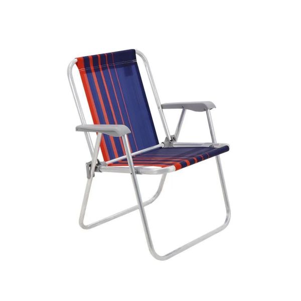 SILLA PLAYA TRAMONTINA SAMOA ALTA DE ALUMINIO AZUL OSCURO Y NARANJA T929006