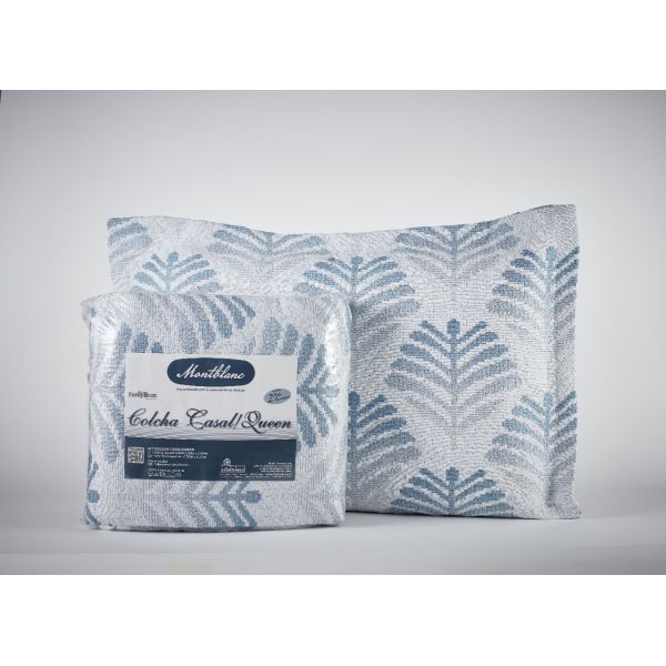 CUBRECAMA SOLTERO MONTBLANC FOLHAGEM AZUL CLARO 21 1.80X2.30
