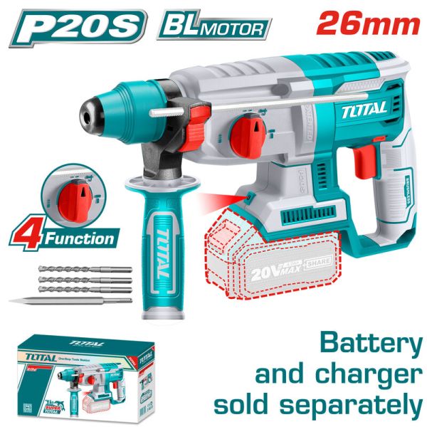 ROTOMARTILLO A BATERIA 20V 26MM SIN BAT TOTAL TRHLI20228 