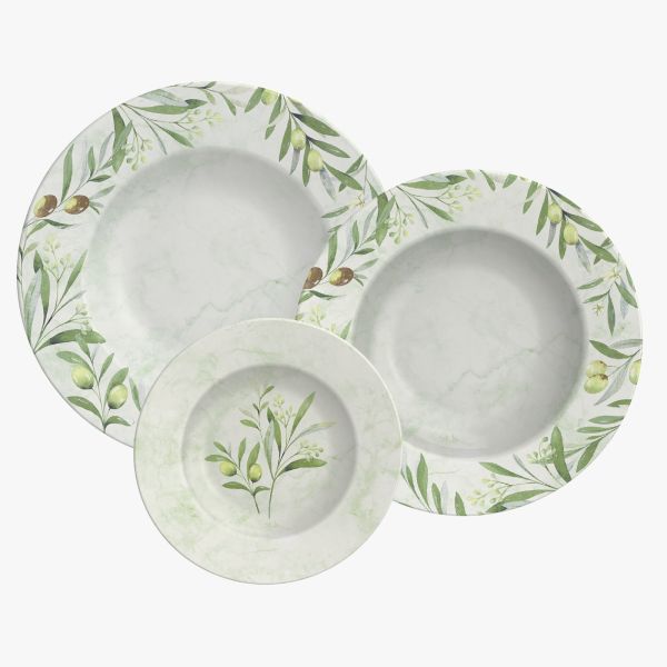 JUEGO DE PLATOS OLIVA TRAMONTINA PORCELANA 12PZ T96589C