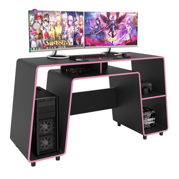 MESA GAMER POLITORNO LONDON NEGRO/ROSA 200512