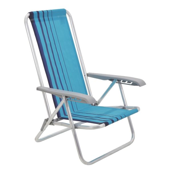 SILLA DE PLAYA TRAMONTINA BALI BAJA RECLINABLE DE ALUMINIO CON ASIENTO AZUL Y CELESTE - T929003