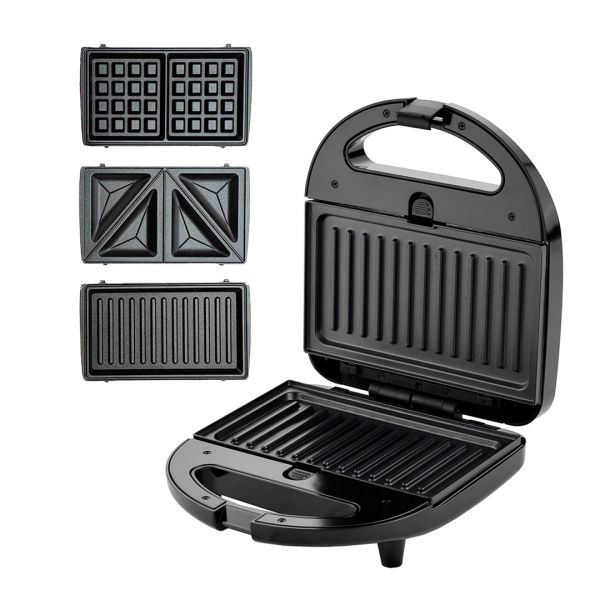 SANDWICHERA, GRILL Y WAFLERA NAPPO NEG-195 3 EN 1