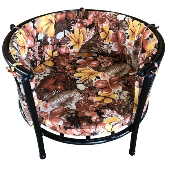 CAMA PARA MASCOTAS PEQUEÑA MULTICOLOR DISEÑO FLOREADO MARRÓN METAL PLAST COD:490