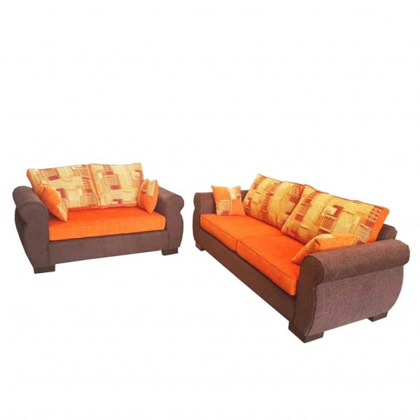 JUEGO DE LIVING FEGO ROMA 3+2 LUGARES MARRON/NARANJA