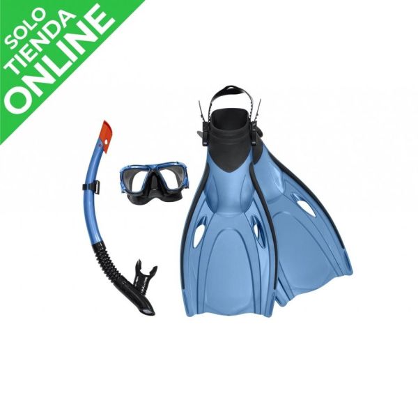 KIT DE BUCEO MASCARA + SNORKEL + ALETAS 14+ BLACKSEA BESTWAY 25045