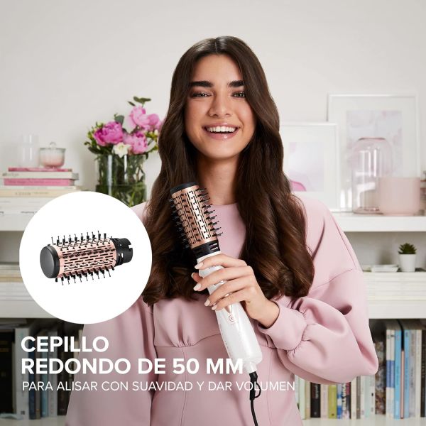 Cepillo secador de pelo redondo - Cepillo secador de aire caliente para  mujeres para secar el cabello, peinar y dar volumen (negro)