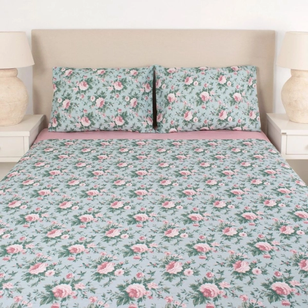 TUPI S.A. - JUEGO DE SABANA PILAR KING 180X200 COL.II/2023 CRETA FLORAL  PEONY ROSA