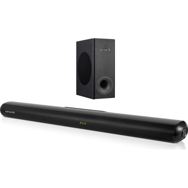 TUPI S.A. - BARRA DE SONIDO AIWA AW-SBH21WW CON SUBWOOFER AW147  USB-OPTICA-COAXIAL-HDMI