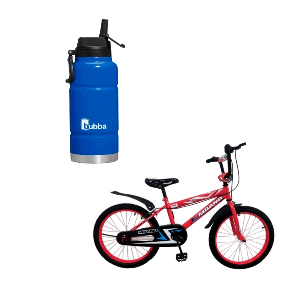 Botella agua con pajita Animales en bicicleta