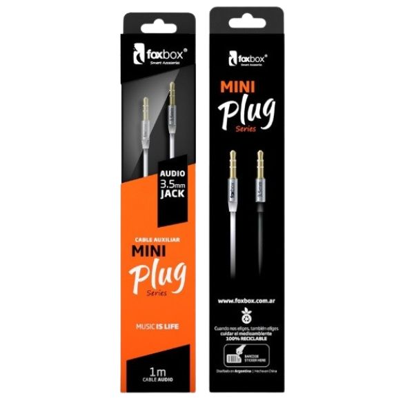 CABLE AUXILIAR NEGRO FOXBOX MINIPLUG 2 MTS