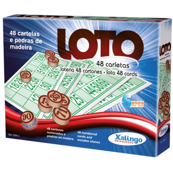 LOTERIA - 48 TARJETAS - PIEDRAS DE MADERA  XALINGO