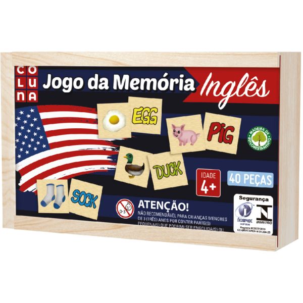 JUEGO MEMORIA EN INGLES 40PZS DE MADERA EN CJ COLUNA