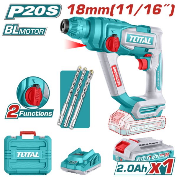 ROTOMARTILLO A BATERIA 20V 18MM BL BAT/CAR TOTAL TRHLI201881 