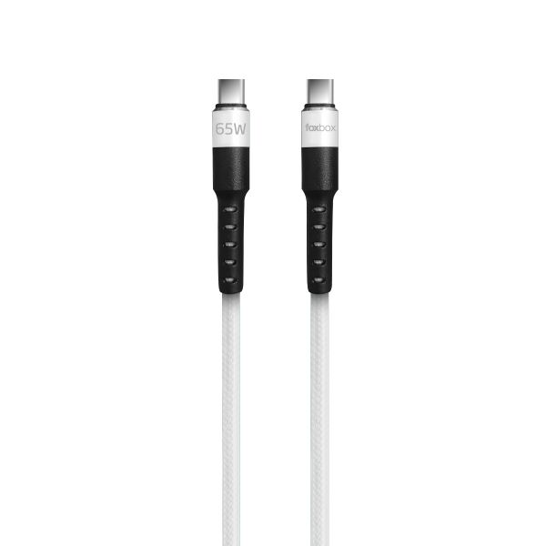 CABLE FOXBOX ROUND PRO 1.25M TYPE-C A TYPE-C. BLANCO