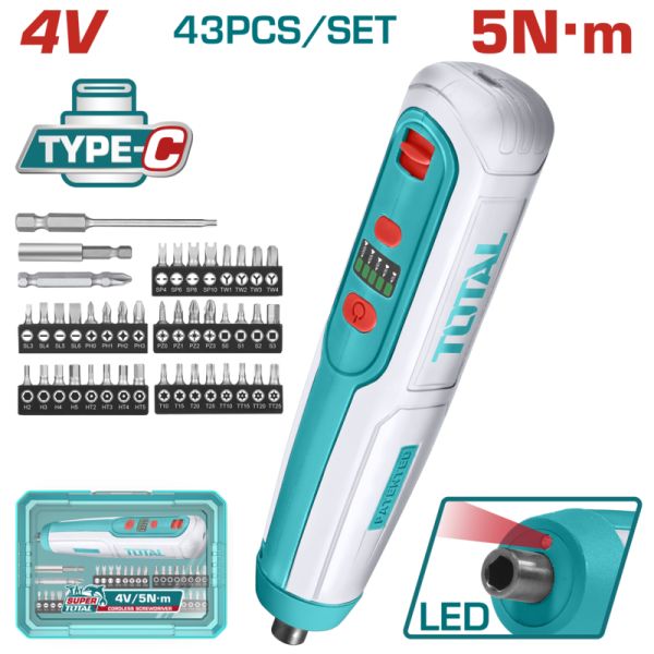 ATORNILLADOR A BATERIA INTEGRADA 4V 5NM RECTO TOTAL TSDLI04062 