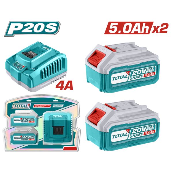 BATERIA 5AH 2 PZS Y CARGADOR 2 PUERTOS 20V4A  TOTAL